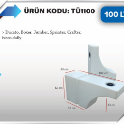 100 LT TEKER ÜSTÜ KARAVAN SU DEPOSU BEYAZ