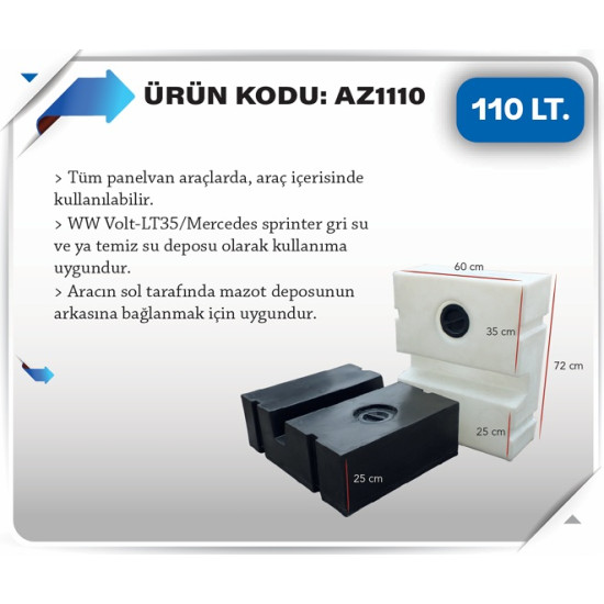 110 LT KARAVAN SU DEPOSU BEYAZ