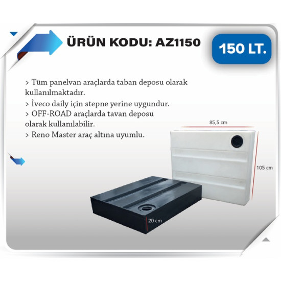 150 LT KARAVAN SU DEPOSU BEYAZ