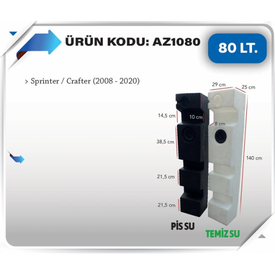 80 LT KARAVAN SU DEPOSU BEYAZ