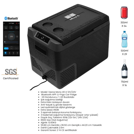 U-FRİGO OTO BUZDOLABI VESNA MONO 40 LT 12V/24V